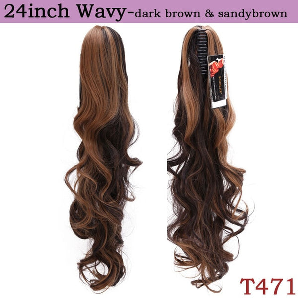 SNOILITE 12-26inch wavy ponytail Hair Extensions claw clip in ponytail synthetic clip in ponytail Hairpieces for women