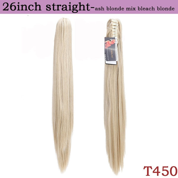 SNOILITE 12-26inch wavy ponytail Hair Extensions claw clip in ponytail synthetic clip in ponytail Hairpieces for women