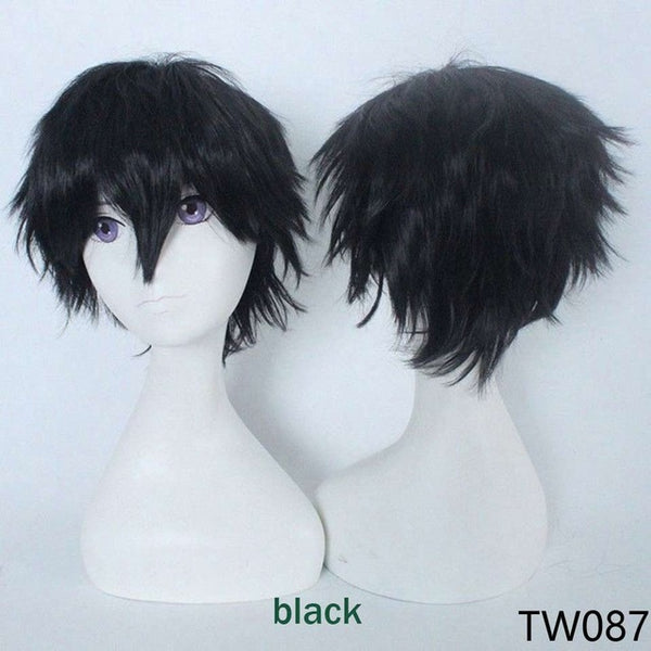 S-noilite 12" Short Cosplay Wig Synthetic Hair Wigs Boys Guys Women Fake Hair for costume Red Green Purple Pink Orange White Wig