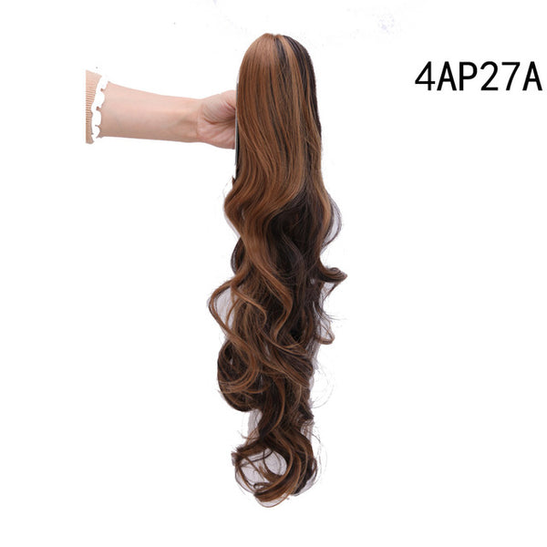 S-noilite 24" Long Wavy Synthetic Claw Clip Ponytail Hair Extensions for Women Layered Hairstyles Heat Resistant Fake Hair Piece