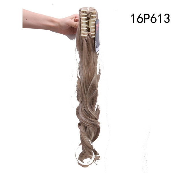 S-noilite 24" Long Wavy Synthetic Claw Clip Ponytail Hair Extensions for Women Layered Hairstyles Heat Resistant Fake Hair Piece