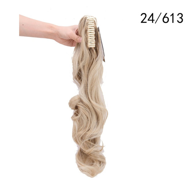 S-noilite 24" Long Wavy Synthetic Claw Clip Ponytail Hair Extensions for Women Layered Hairstyles Heat Resistant Fake Hair Piece