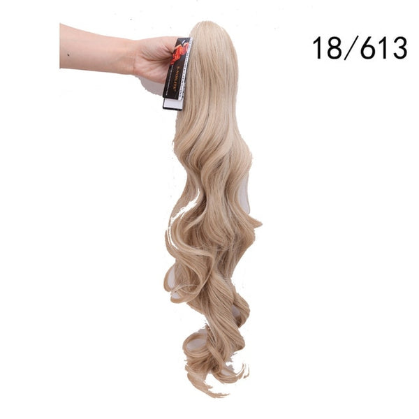 S-noilite 24" Long Wavy Synthetic Claw Clip Ponytail Hair Extensions for Women Layered Hairstyles Heat Resistant Fake Hair Piece