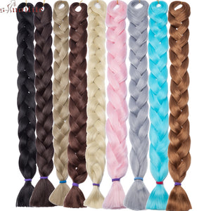 S-noilite 41" Synthetic Braiding Hair Crochet Hair Extensions Jumbo Braids Hairstyles Crochet Braids Blue Pink Blonde Hair