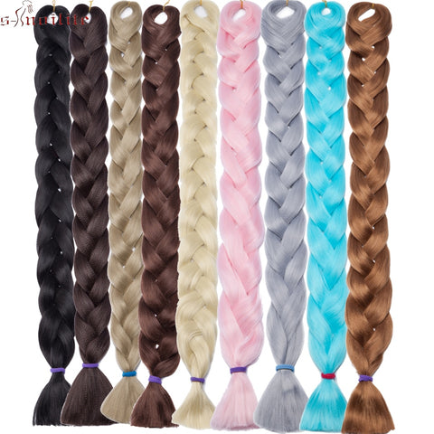 S-noilite 41" Synthetic Braiding Hair Crochet Hair Extensions Jumbo Braids Hairstyles Crochet Braids Blue Pink Blonde Hair