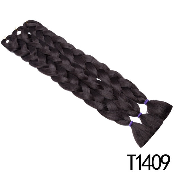 S-noilite 41" Synthetic Braiding Hair Crochet Hair Extensions Jumbo Braids Hairstyles Crochet Braids Blue Pink Blonde Hair