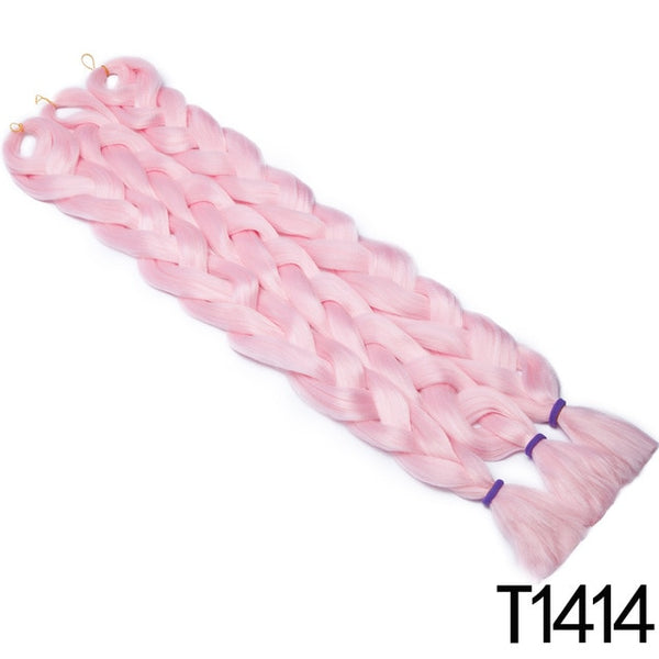 S-noilite 41" Synthetic Braiding Hair Crochet Hair Extensions Jumbo Braids Hairstyles Crochet Braids Blue Pink Blonde Hair