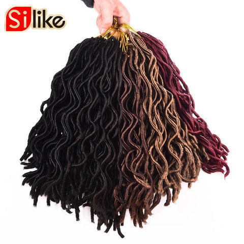 Silike Faux Locs Curly Crochet Hair 12 20 inch 24 Roots Crochet Braids Synthetic Hair Extensions For Black Women 3 packs/Lot