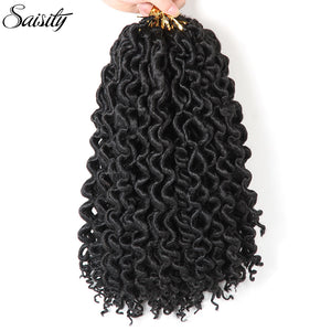 Saisity deep faux locs 6packs curly crochet hair Faux locs crochet braids synthetic braiding hair extension 16 Inch 24 strands