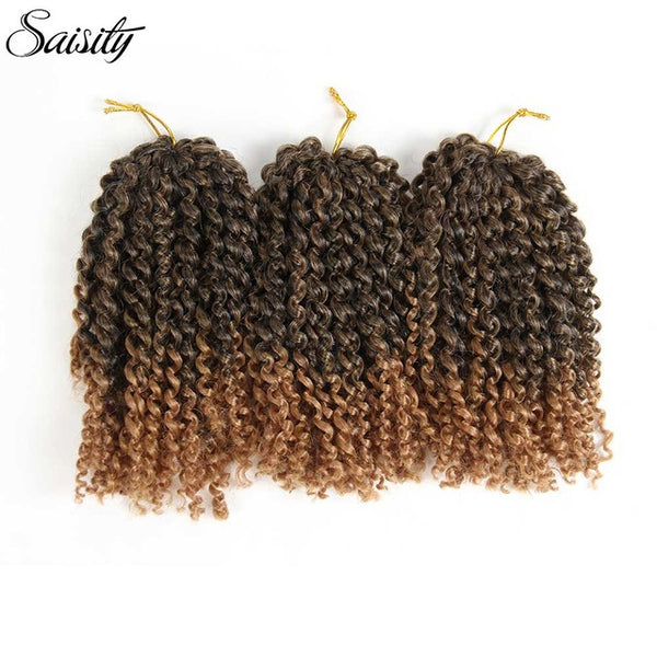 Saisity marlybob crochet hair afro kinky curly hair synthetic braiding hair extension ombre synthetic hair 8 inch short bouncy