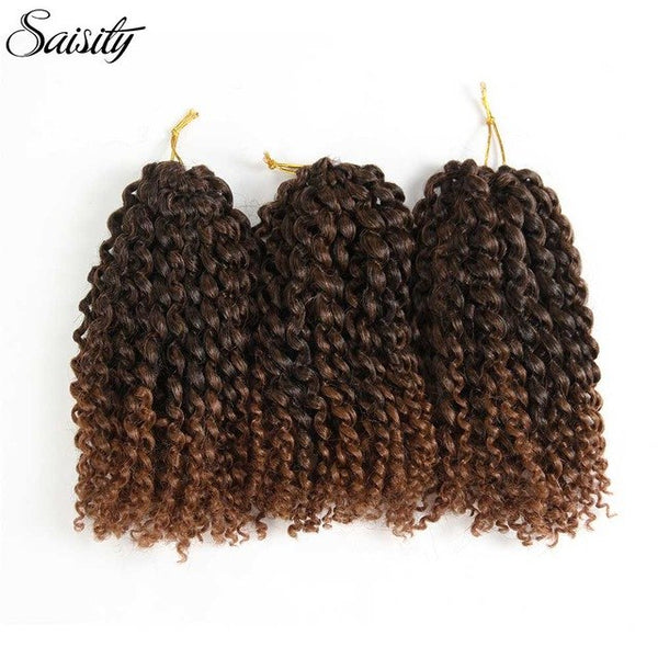 Saisity marlybob crochet hair afro kinky curly hair synthetic braiding hair extension ombre synthetic hair 8 inch short bouncy