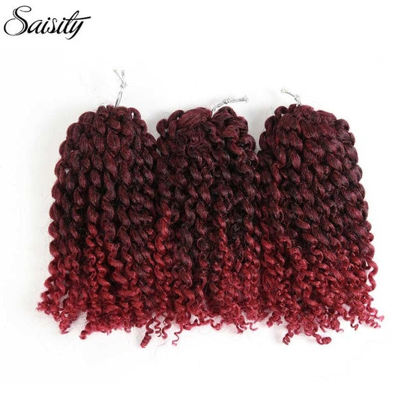 Saisity marlybob crochet hair afro kinky curly hair synthetic braiding hair extension ombre synthetic hair 8 inch short bouncy