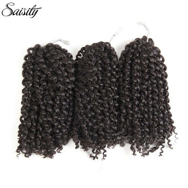 Saisity marlybob crochet hair afro kinky curly hair synthetic braiding hair extension ombre synthetic hair 8 inch short bouncy