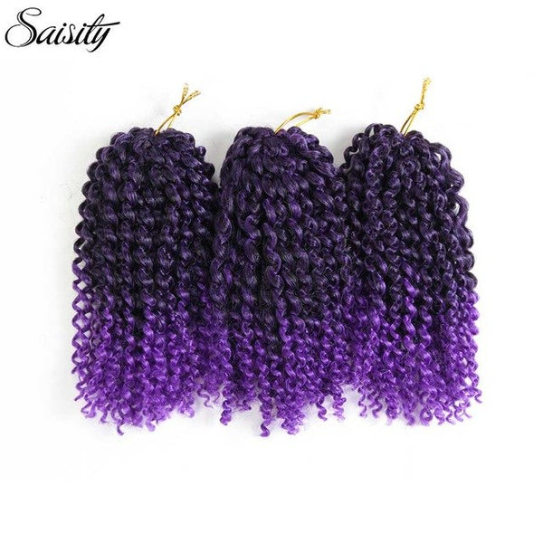 Saisity marlybob crochet hair afro kinky curly hair synthetic braiding hair extension ombre synthetic hair 8 inch short bouncy