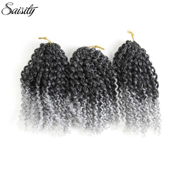 Saisity marlybob crochet hair afro kinky curly hair synthetic braiding hair extension ombre synthetic hair 8 inch short bouncy