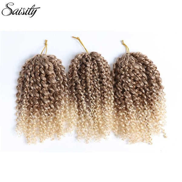 Saisity marlybob crochet hair afro kinky curly hair synthetic braiding hair extension ombre synthetic hair 8 inch short bouncy