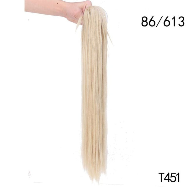 S-noilite 26" Synthetic Hair Straight Ponytail Claw Clip In Hair Extensions High Temperature Fiber Fake Hair Pony Tail Hair