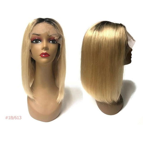 Ali Fumi Queen Lace Front Human Hair Wigs 613/Yellow/Red/Blue/Black/Green/Purple/Pink/Grey Short Wig Remy Ombre Blonde Bob Wig