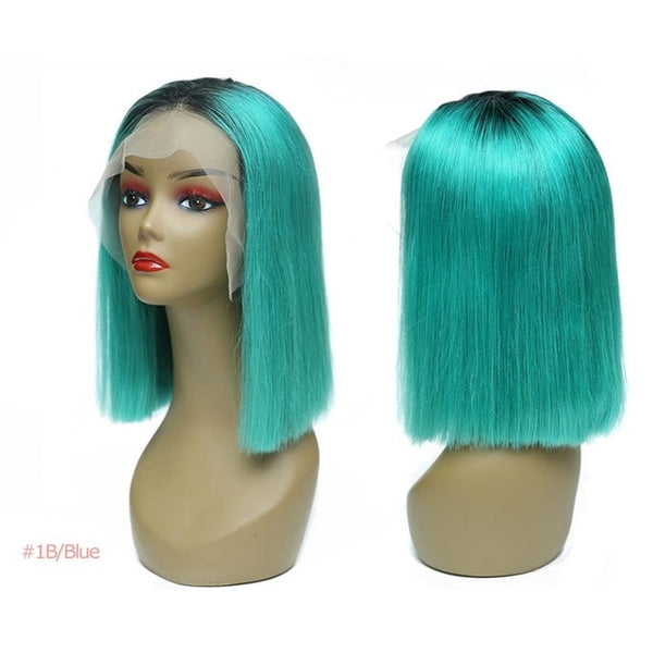 Ali Fumi Queen Lace Front Human Hair Wigs 613/Yellow/Red/Blue/Black/Green/Purple/Pink/Grey Short Wig Remy Ombre Blonde Bob Wig