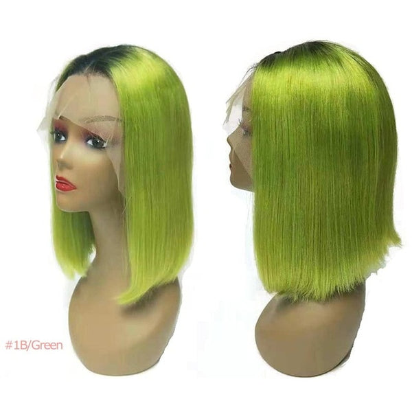 Ali Fumi Queen Lace Front Human Hair Wigs 613/Yellow/Red/Blue/Black/Green/Purple/Pink/Grey Short Wig Remy Ombre Blonde Bob Wig