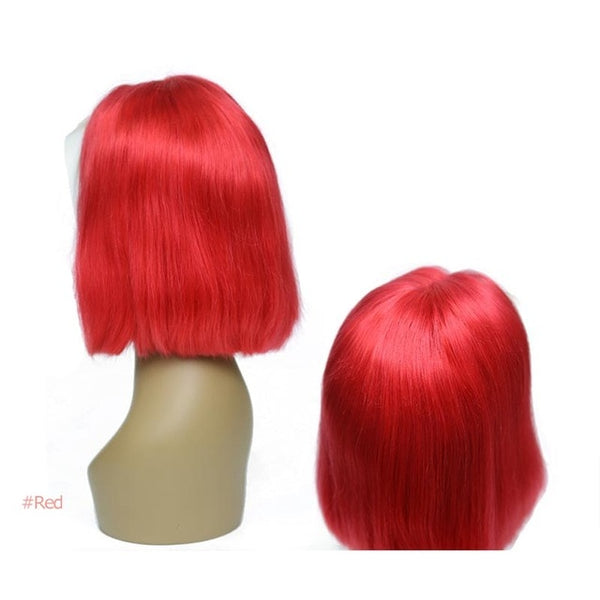 Ali Fumi Queen Lace Front Human Hair Wigs 613/Yellow/Red/Blue/Black/Green/Purple/Pink/Grey Short Wig Remy Ombre Blonde Bob Wig