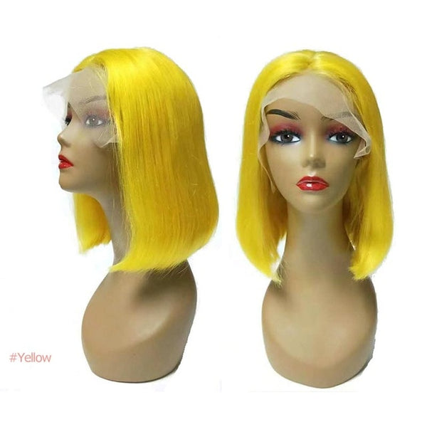 Ali Fumi Queen Lace Front Human Hair Wigs 613/Yellow/Red/Blue/Black/Green/Purple/Pink/Grey Short Wig Remy Ombre Blonde Bob Wig