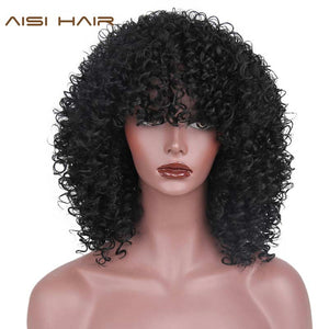 AISI HAIR Afro Kinky Curly Wig Synthetic Wigs for Women Black Natural Afro Hair Free Shipping