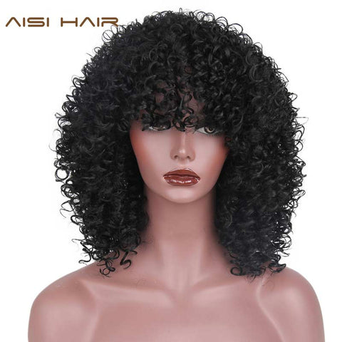 AISI HAIR Afro Kinky Curly Wig Synthetic Wigs for Women Black Natural Afro Hair Free Shipping