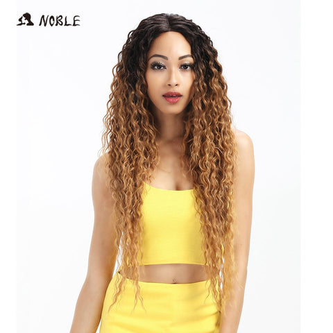 Noble Hair Synthetic Lace Front Wig Long Wavy Hair 30 Inch Blonde Wigs For Black Women Ombre Hair Synthetic Lace Front Wig