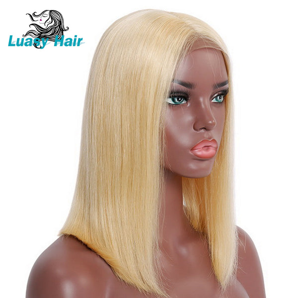 Short Blonde Lace Front Human Hair Wigs For Women 13x4 Remy Hair Dark Roots 1B 613 Bob Hair Wig With Baby Hair 1B 27 Luasy