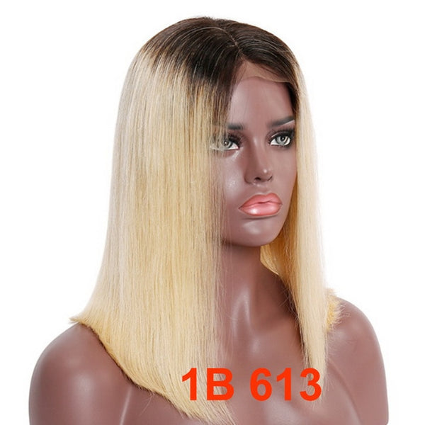 Short Blonde Lace Front Human Hair Wigs For Women 13x4 Remy Hair Dark Roots 1B 613 Bob Hair Wig With Baby Hair 1B 27 Luasy