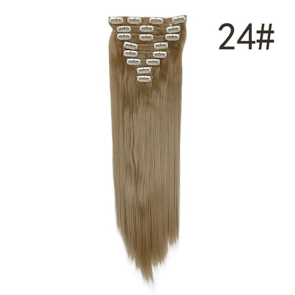 S-noilite 26" 8pcs Long Straight Women Clips in Hair Extension Synthetic Hairpiece Haistyle Heat Resistant White Red Purple