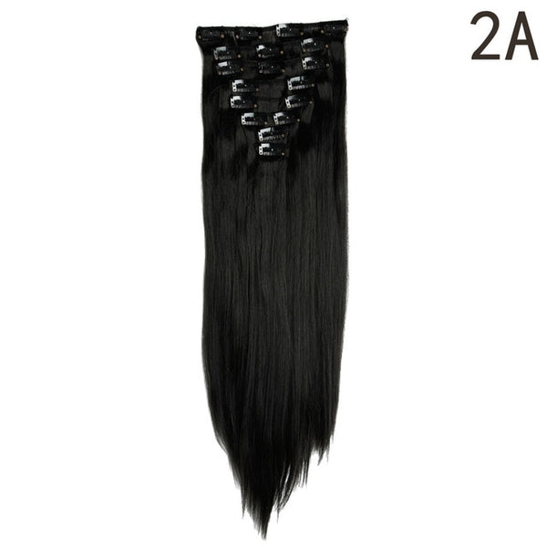 S-noilite 26" 8pcs Long Straight Women Clips in Hair Extension Synthetic Hairpiece Haistyle Heat Resistant White Red Purple