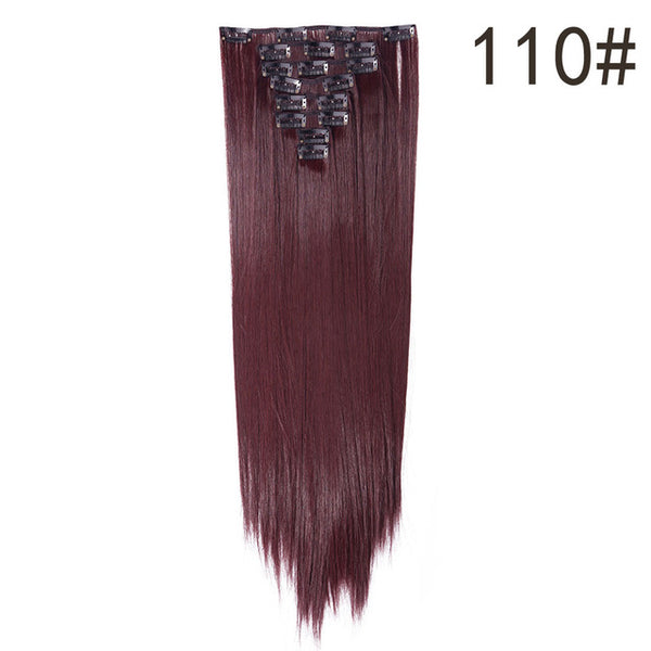 S-noilite 26" 8pcs Long Straight Women Clips in Hair Extension Synthetic Hairpiece Haistyle Heat Resistant White Red Purple