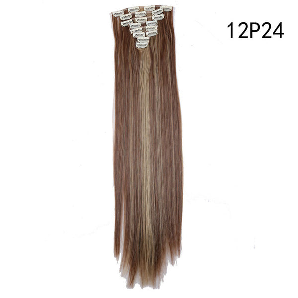 S-noilite 26" 8pcs Long Straight Women Clips in Hair Extension Synthetic Hairpiece Haistyle Heat Resistant White Red Purple