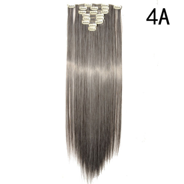 S-noilite 26" 8pcs Long Straight Women Clips in Hair Extension Synthetic Hairpiece Haistyle Heat Resistant White Red Purple