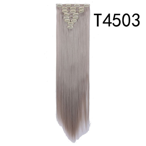 S-noilite 26" 8pcs Long Straight Women Clips in Hair Extension Synthetic Hairpiece Haistyle Heat Resistant White Red Purple