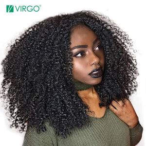 Virgo Mongolian Afro Kinky Curly Wig Natural Black Lace Front Human Hair Wigs For Black Women Pre Plucked 180 Density Remy Wigs