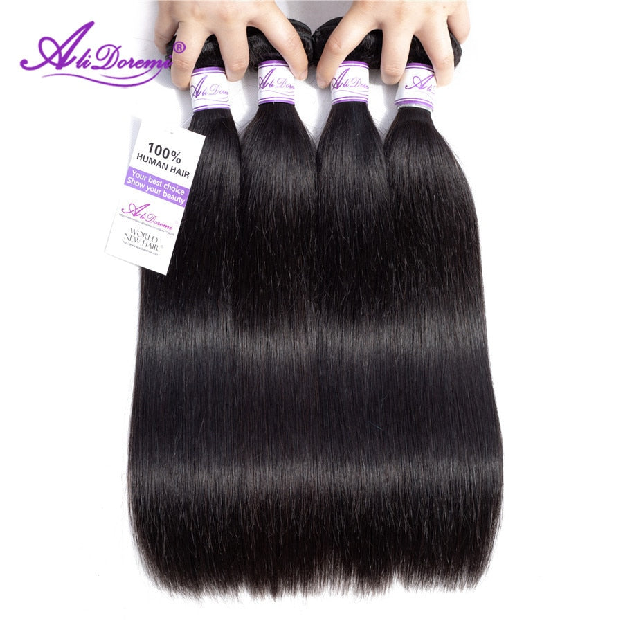 Brazilian Straight Hair Bundles 8-28 inch 100% Alidoremi Human Hair Weave Non Remy Hair Extension Natural Color Can Buy1/3/4pcs