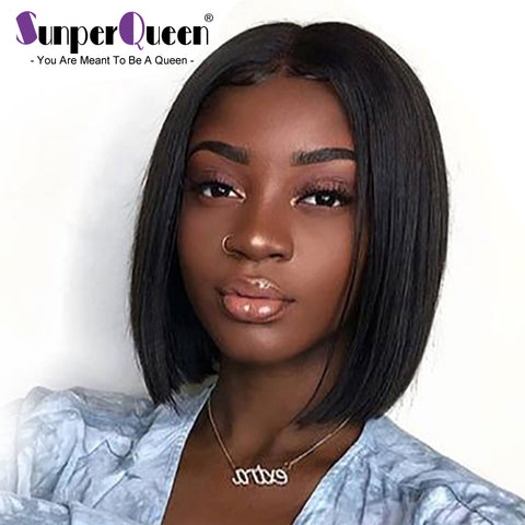 Short Lace Front Human Hair Wigs Brazilian Straight Bob Wig Pre Plucked Hairline With Baby Hair Wigs For Black Women