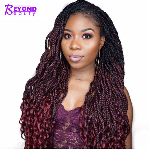 Beyond Beauty Crotchet Hair Extensions Ombre Medium Box Braids Crochet Braids Fiber Synthetic Braiding Hair Bulk