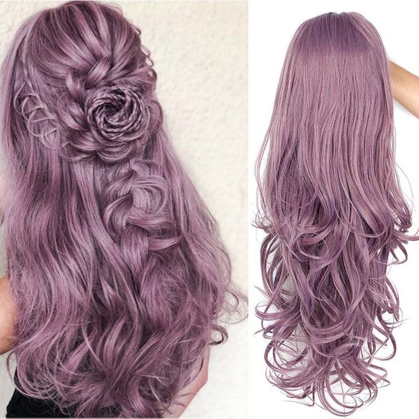 I's a wig Long WavySynthetic Lace Front Wigs Purple Lace Wig For Black /White Women can Cosplay Wave Pink Brwon Wigs