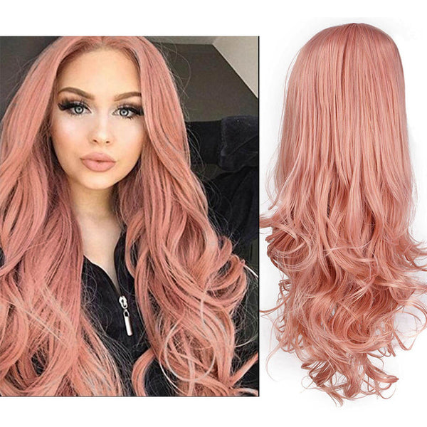 I's a wig Long WavySynthetic Lace Front Wigs Purple Lace Wig For Black /White Women can Cosplay Wave Pink Brwon Wigs