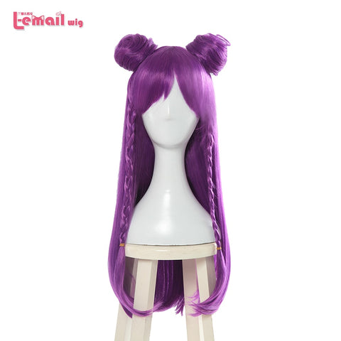 L-email wig Game Character LOL K/DA  Kaisa Cosplay Wigs 80cm Long Purple KDA Heat Resistant Synthetic Hair Perucas Cosplay Wig