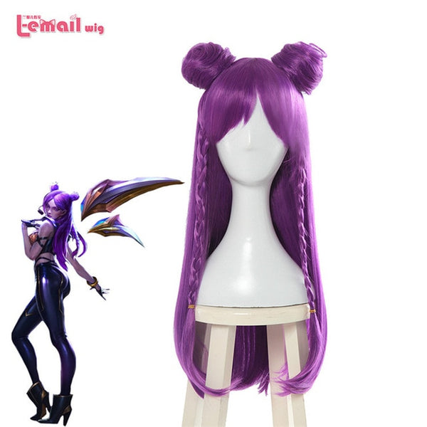 L-email wig Game Character LOL K/DA  Kaisa Cosplay Wigs 80cm Long Purple KDA Heat Resistant Synthetic Hair Perucas Cosplay Wig