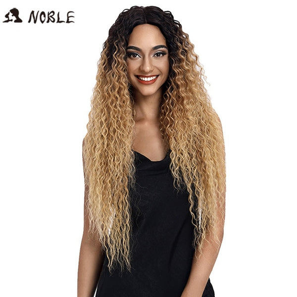 Noble Hair Synthetic Lace Front Wig Long Wavy Hair 30 Inch Blonde Wigs For Black Women Ombre Hair Synthetic Lace Front Wig