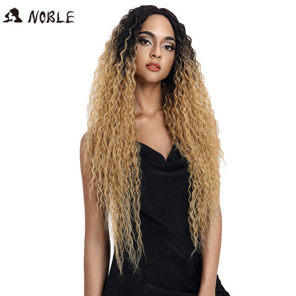 Noble Hair Synthetic Lace Front Wig Long Wavy Hair 30 Inch Blonde Wigs For Black Women Ombre Hair Synthetic Lace Front Wig