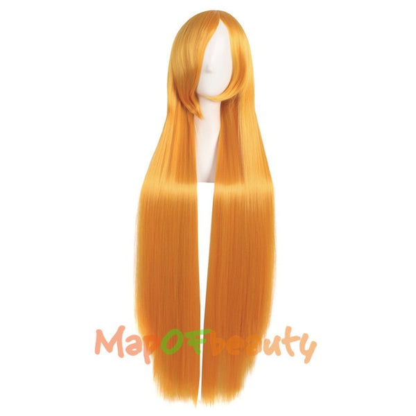 40" 100cm Long Straight Hair 25 Colors Blonde Black Pink Red Purple Cosplay Wig Ladies Heat Resistant Synthetic Wigs MapofBeauty