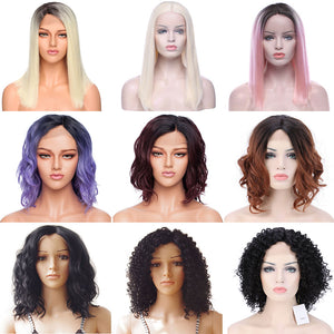 SNOILITE 12-16inch short ombre bob wig Synthetic lace front wig BOB hair wigs women natural bob human hair straight wig