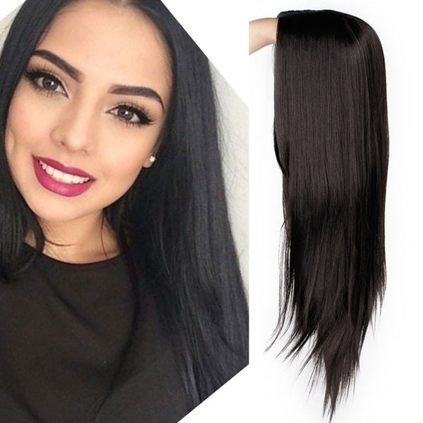 I's a wig Long Straight Synthetic Wig Mixed Brown and Blonde Long Wigs for White /Black Women Middle Part Nature Wigs